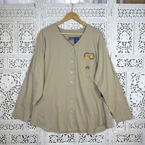 Vtg Disney Winnie the Pooh Bottom Up Blouse Womens 3X NWT Cottage Retro Granny